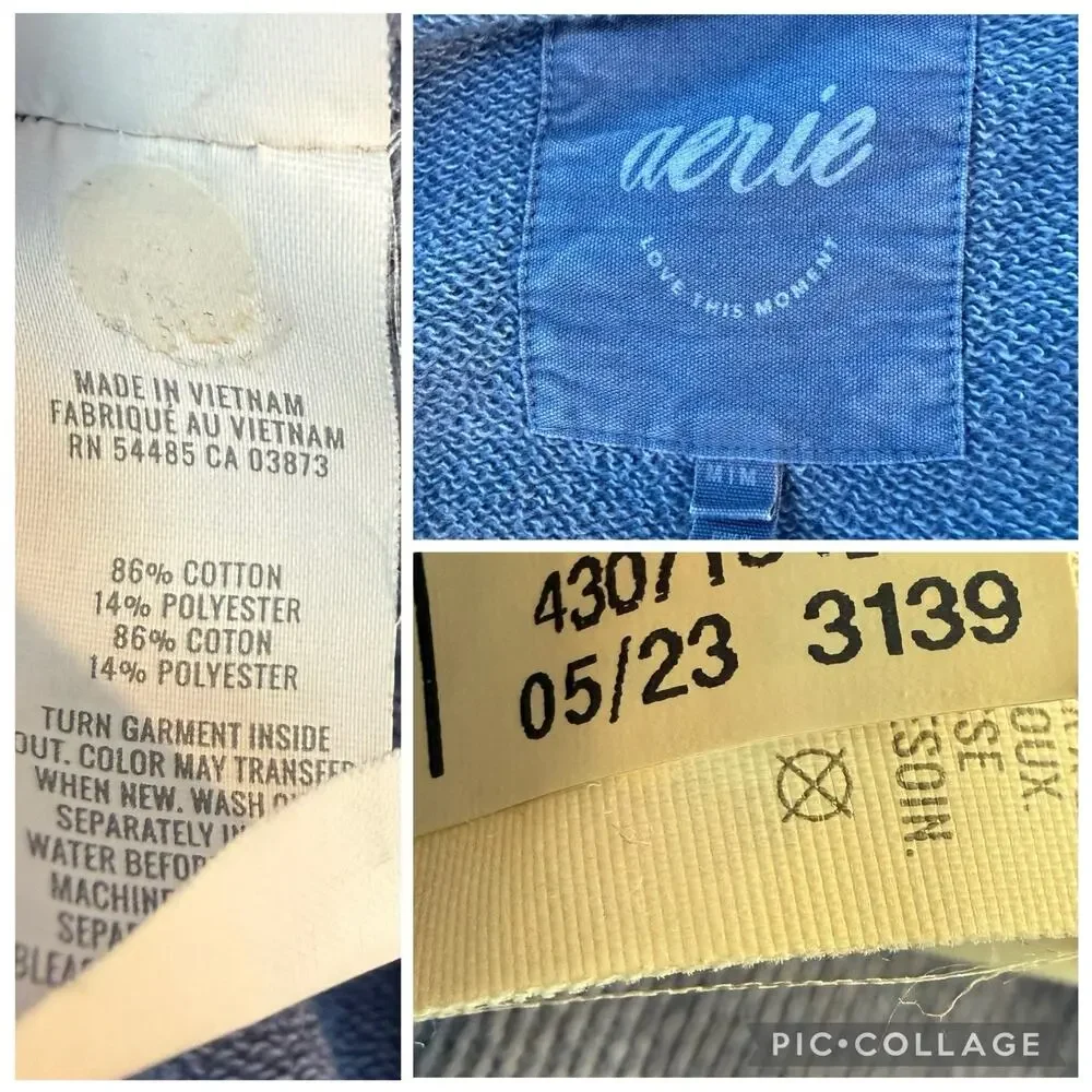 Aerie Lumber Jane Blue Button Up Shacket Medium Oversized Pockets Raw Hem Collar